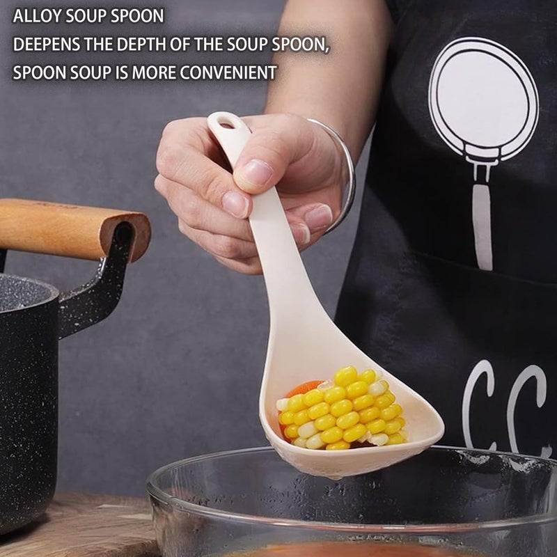 Comicfs ملعقة أرز 2 قطعة، ملعقة حساء، ملعقة أرز مقاومة للحرارة وغير لاصقة، ملعقة تقديم للأرز، ملعقة طهي الأرز، ملعقة تقديم للحبوب، حساء، بطاطس مهروسة (بيج) - Image 5